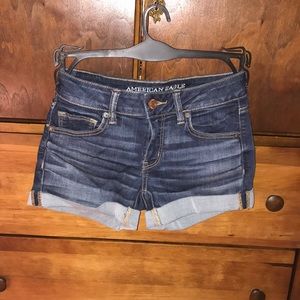 dark wash denim shorts